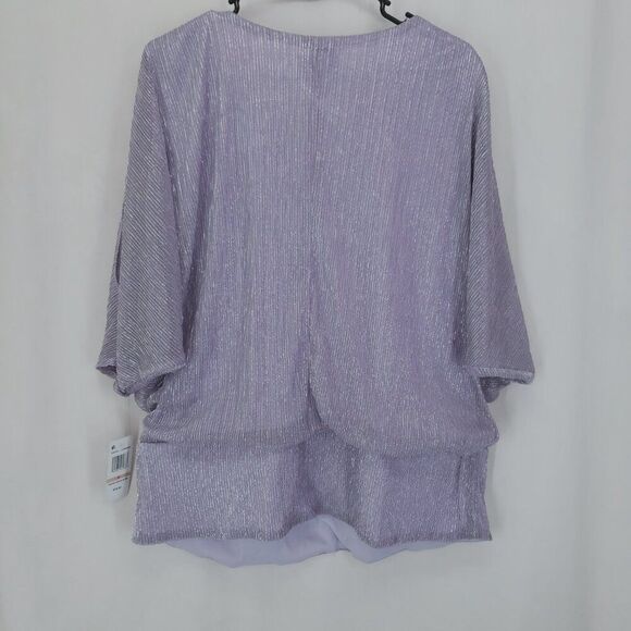 MSK V Neck Blouson Top with Trim Lavender 2x (AS) - Picture 6 of 6